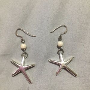 Silver Starfish Dangle Earrings